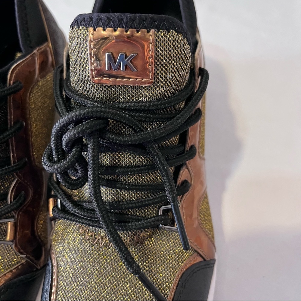 Michael Kors Sneakers Size 7 Black/Gold/Brown – Authentic - Picture 2 of 10